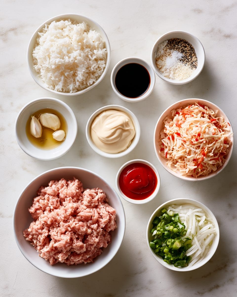 Ingredients for Bang Bang Ground Turkey Rice Bowls | High Protein Dinner