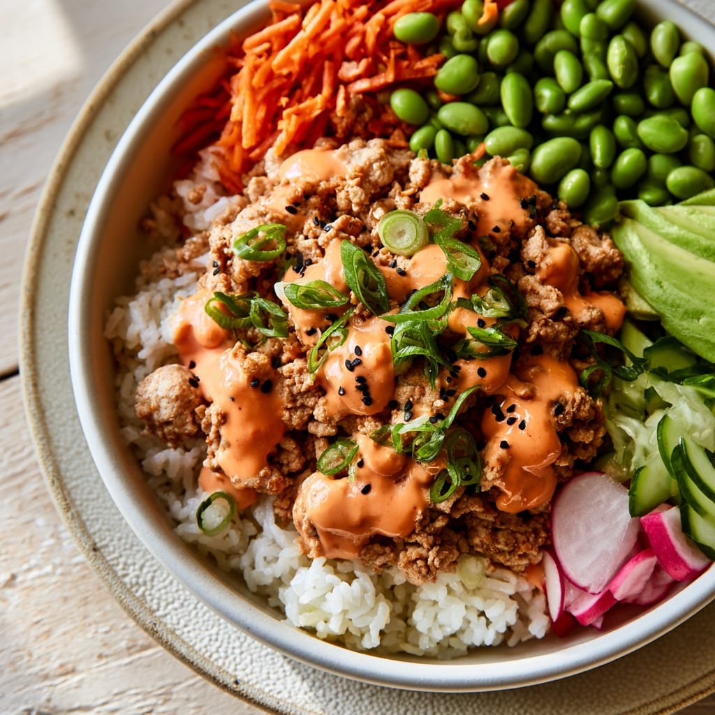 Bang Bang Ground Turkey Rice Bowls | High Protein Dinner