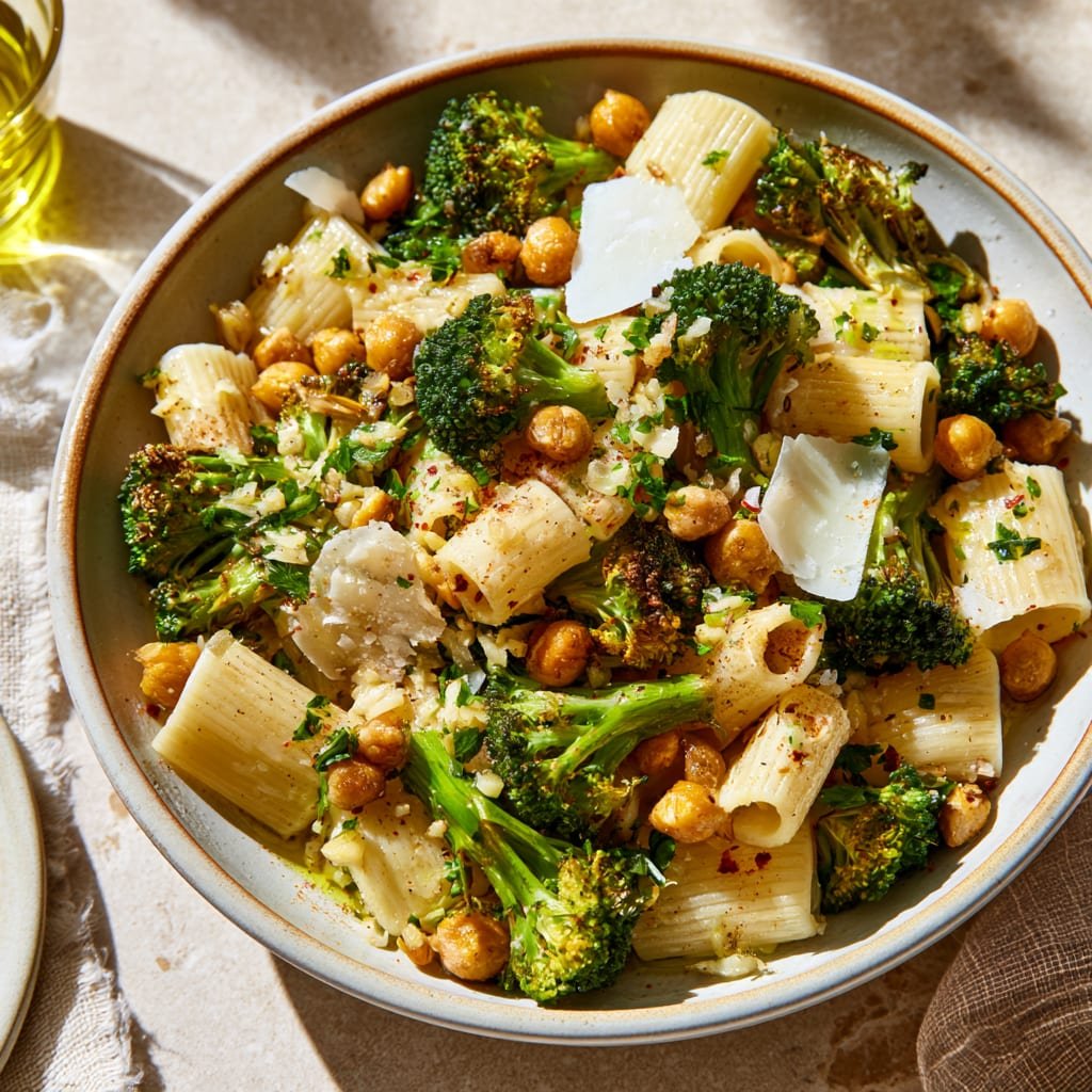 Easy Broccoli Chickpea Pasta | High Protein Vegetarian Dinner
