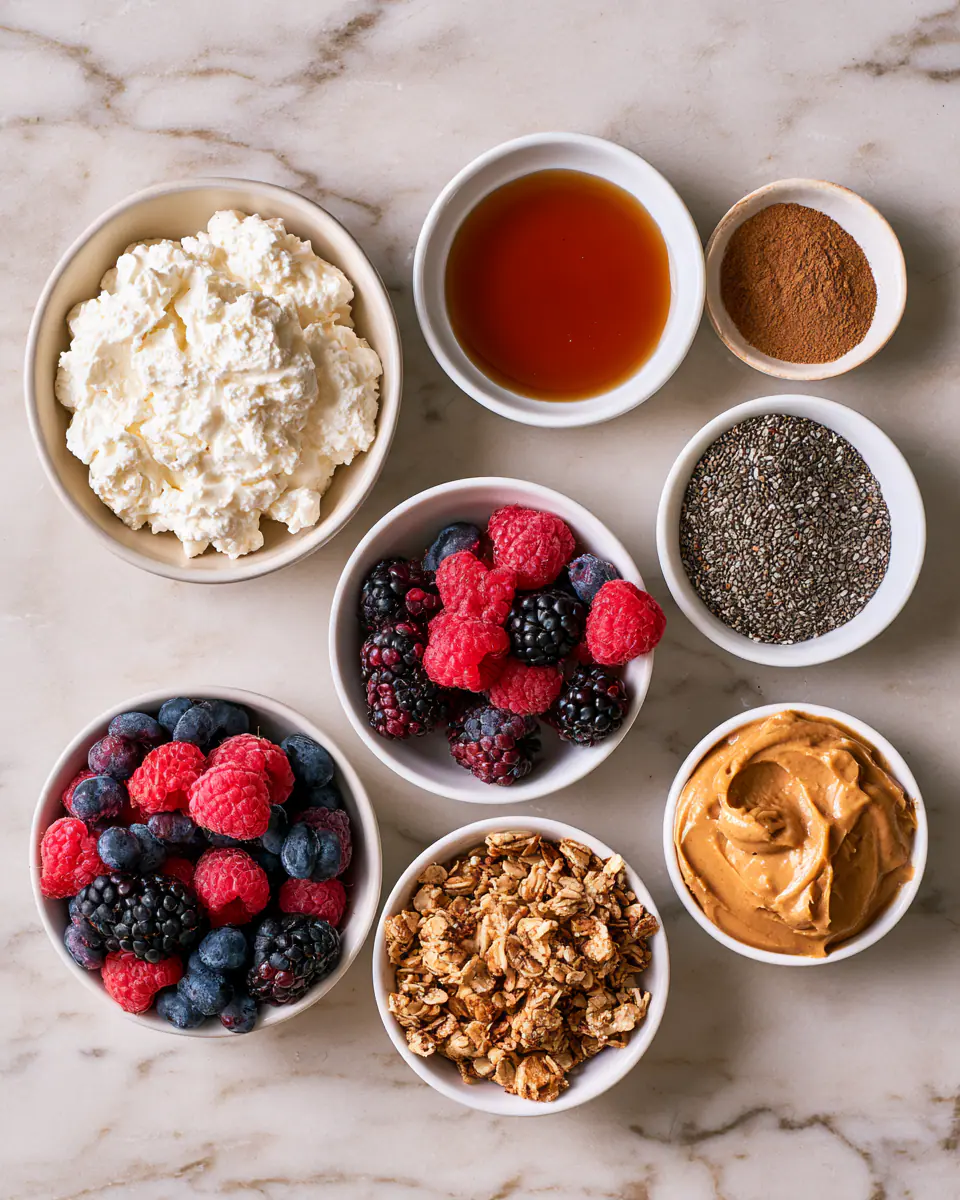 Ingredients for Easy Cottage Cheese Breakfast Bowl | High Protein Morning Fuel