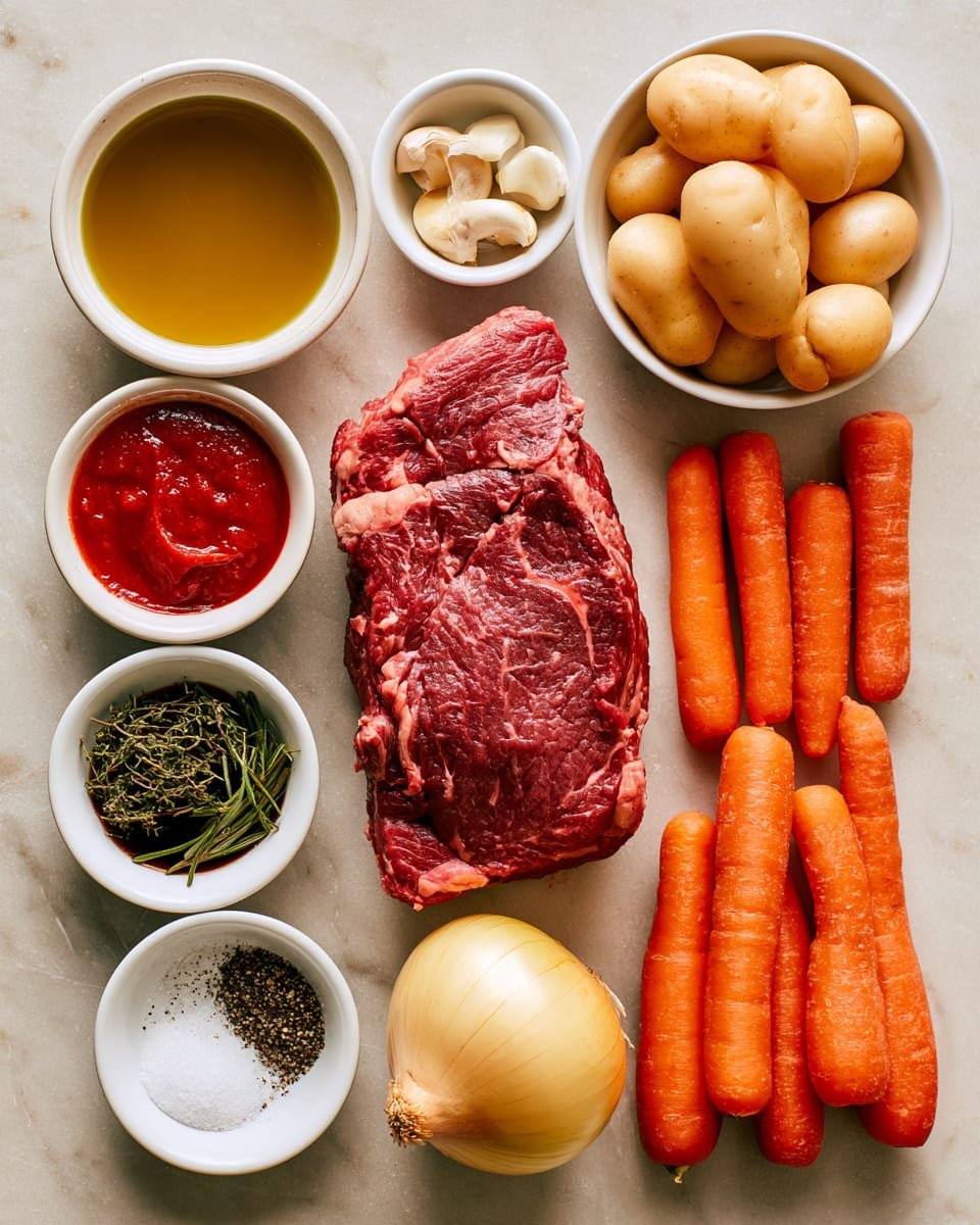 Ingredients for Easy Crockpot Pot Roast with Gravy | Cozy Family Dinner