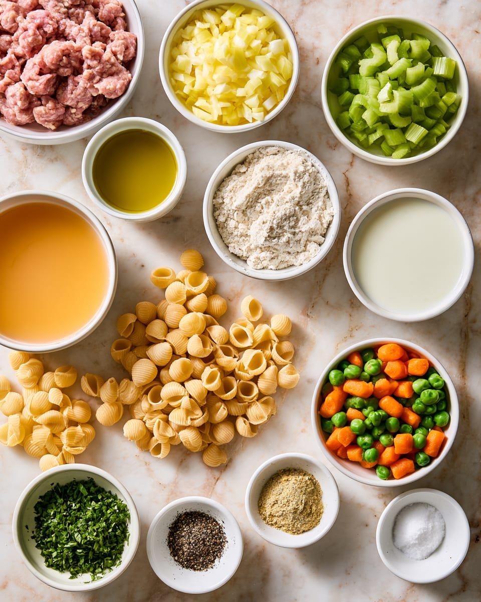 Ingredients for Healthy Ground Turkey Pot Pie Pasta | Easy Dinner Recipe