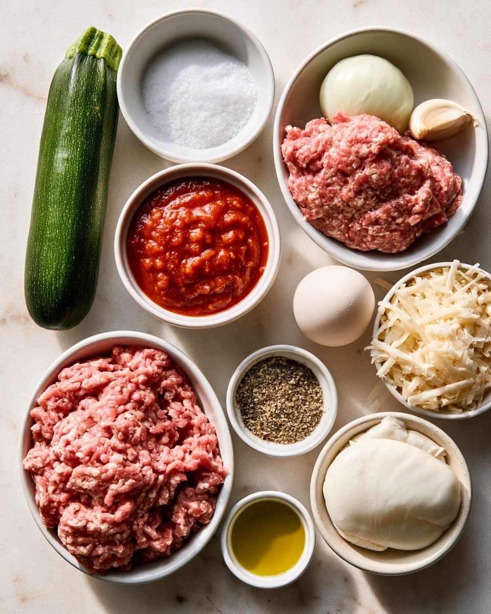 Ingredients for Healthy Ground Turkey Zucchini Bake | High Protein Family Dinner