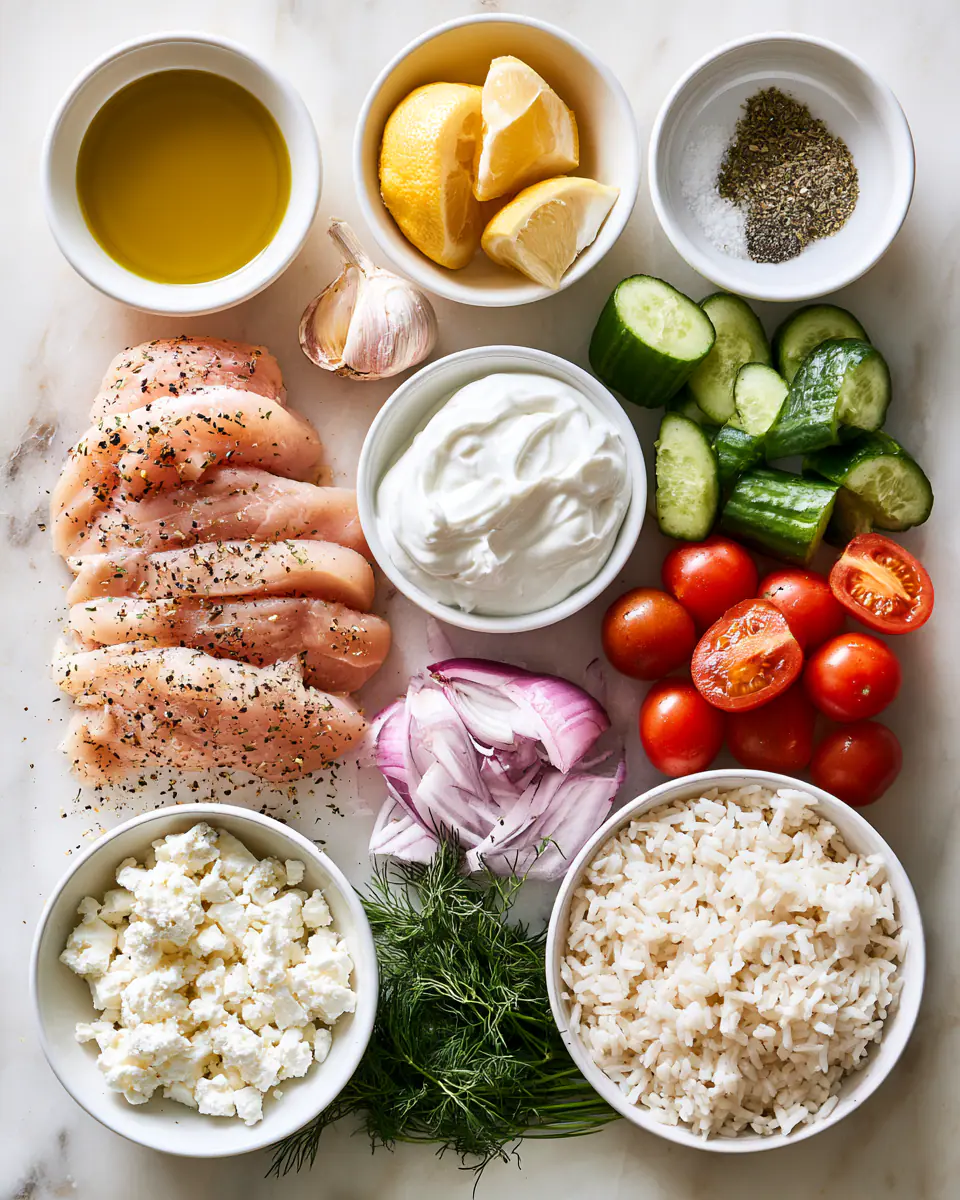 Ingredients for High Protein Chicken Gyro Bowls | Easy Healthy Lunch