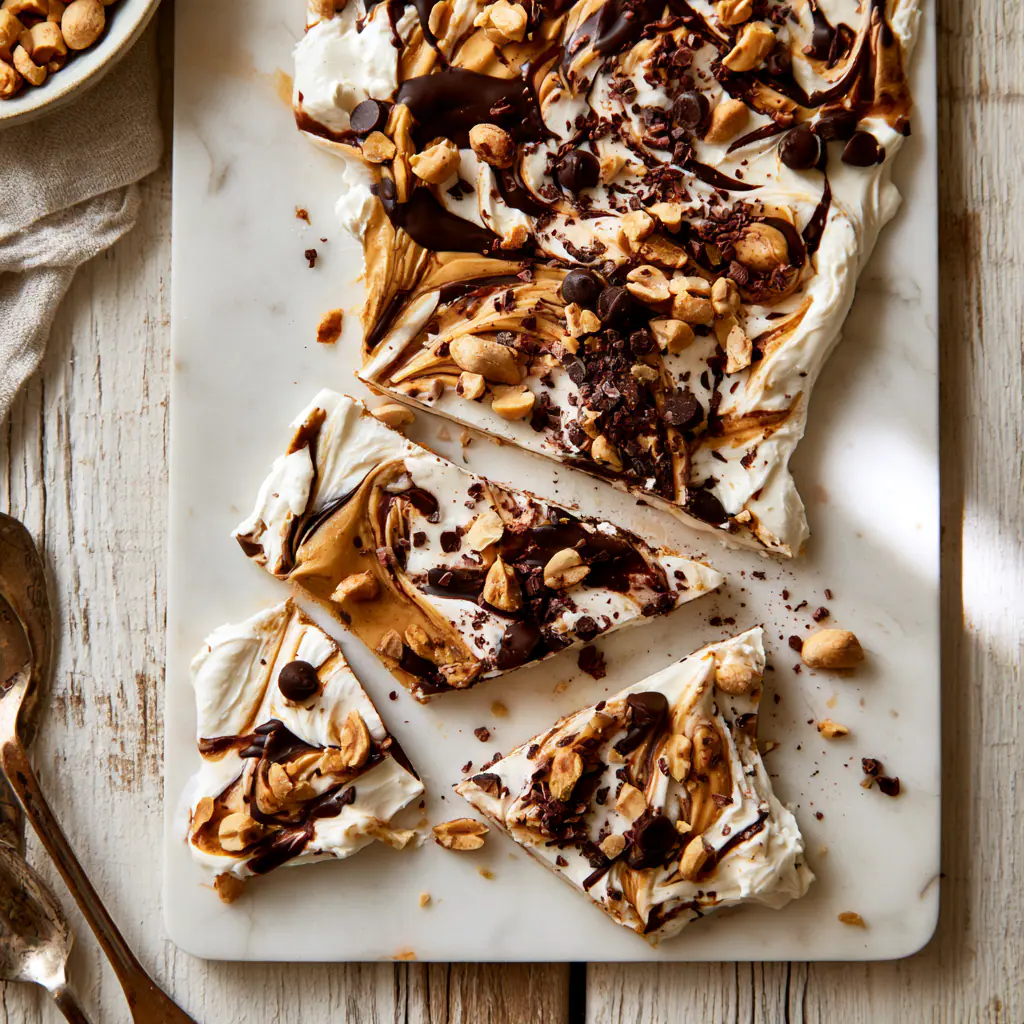 Peanut Butter Chocolate Greek Yogurt Bark | High Protein Dessert